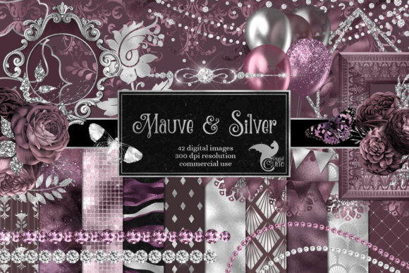 Download Mauve and Silver Digital Scrapbook Kit - Digital scrapbook kit Collection