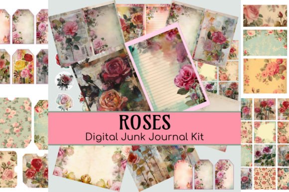 Download Roses Digital Junk Journal Kit - Junk journal Collection
