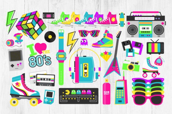 Download 80s Clipart, Neon 80s Clipart Bundle - 80s Collection