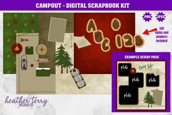 Download Campout Camping Digital Scrapbook Kit - Digital scrapbook kit Collection