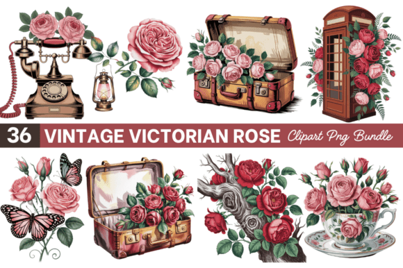 Download Vintage Victorian Rose Clipart Bundle - Victorian Collection