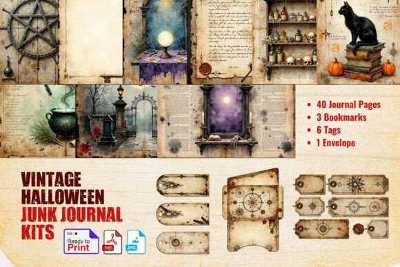 Download Vintage Halloween Junk Journal Kit - Junk journal Collection