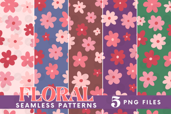 Download Retro Flowers Seamless Pattern Bundle - Retro flowers Collection